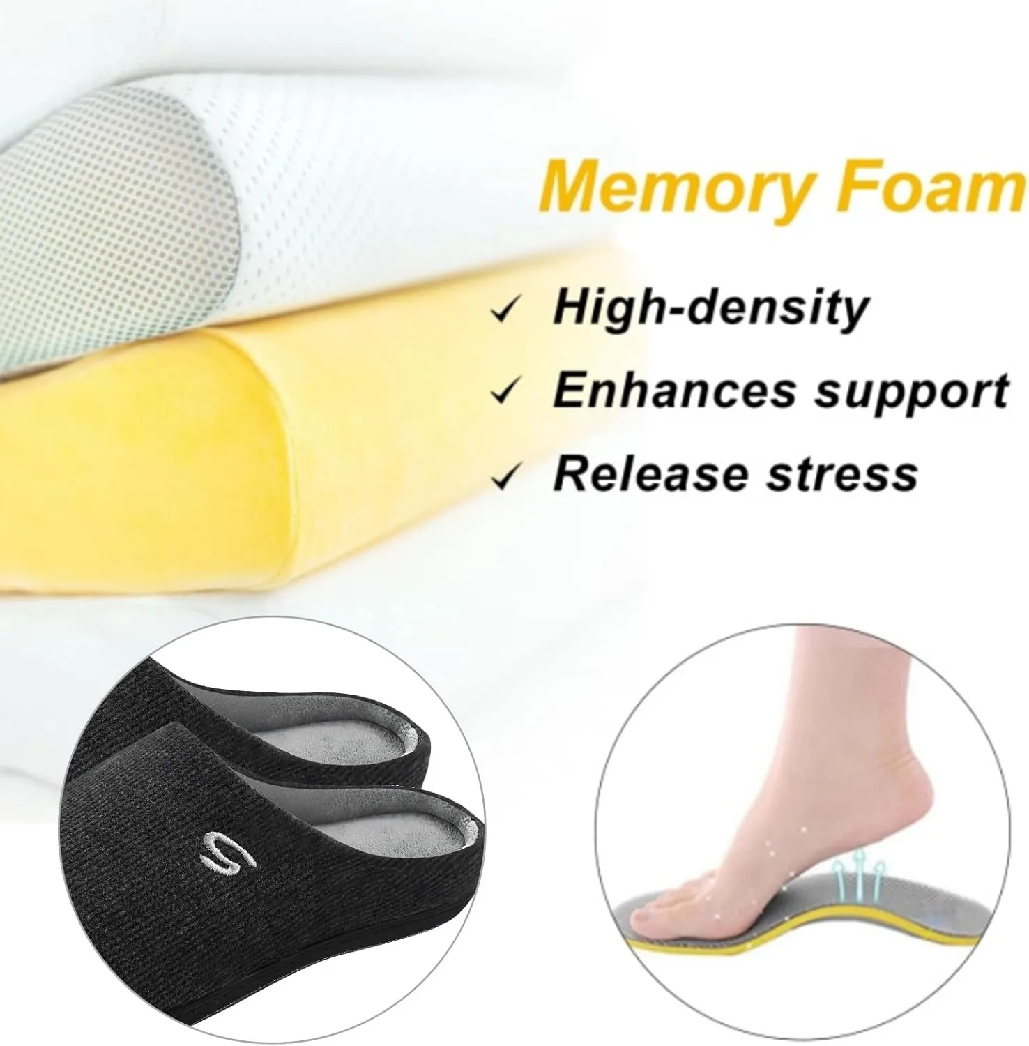 Men's Memory Foam Slippers, Comfy House Shoes, Cozy Men's Slippers with Warm Soft Coral Fleece Lining