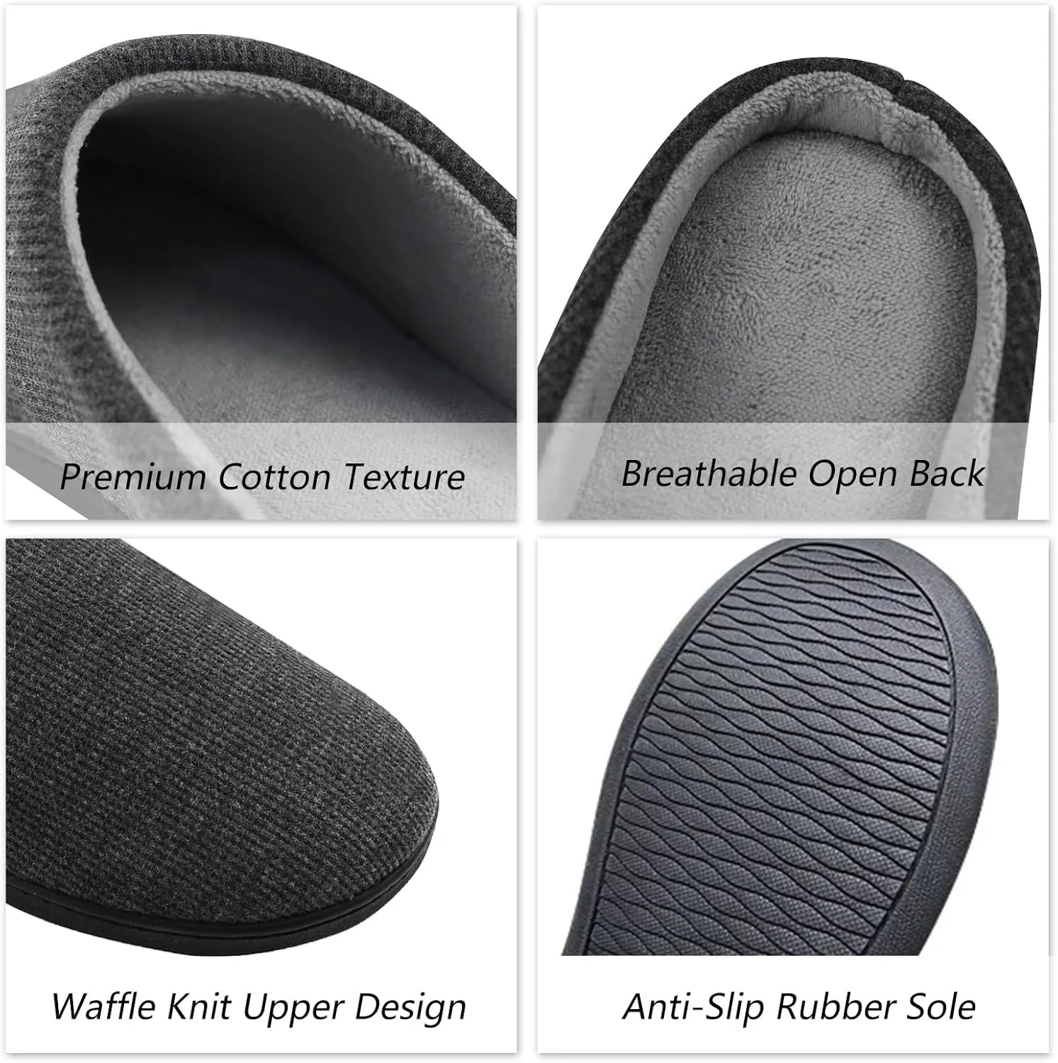 Men's Memory Foam Slippers, Comfy House Shoes, Cozy Men's Slippers with Warm Soft Coral Fleece Lining