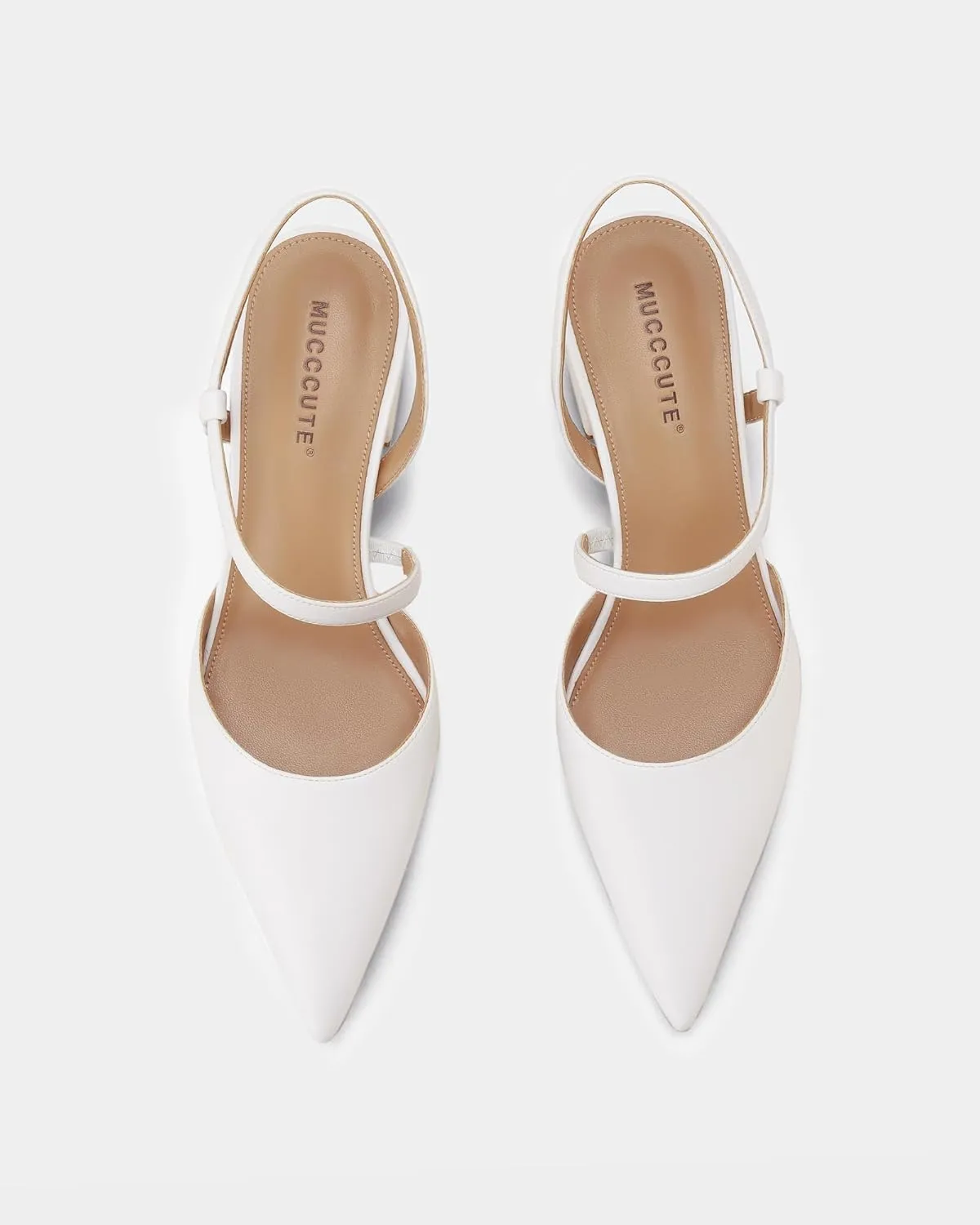 MUCCCUTE Heels for Women Closed Toe Pumps - Black White Nude Elegant Slingback Pointed Toe Chunky Heels Block Low Heel Dress Dressy Shoes for Party Wedding Business Office