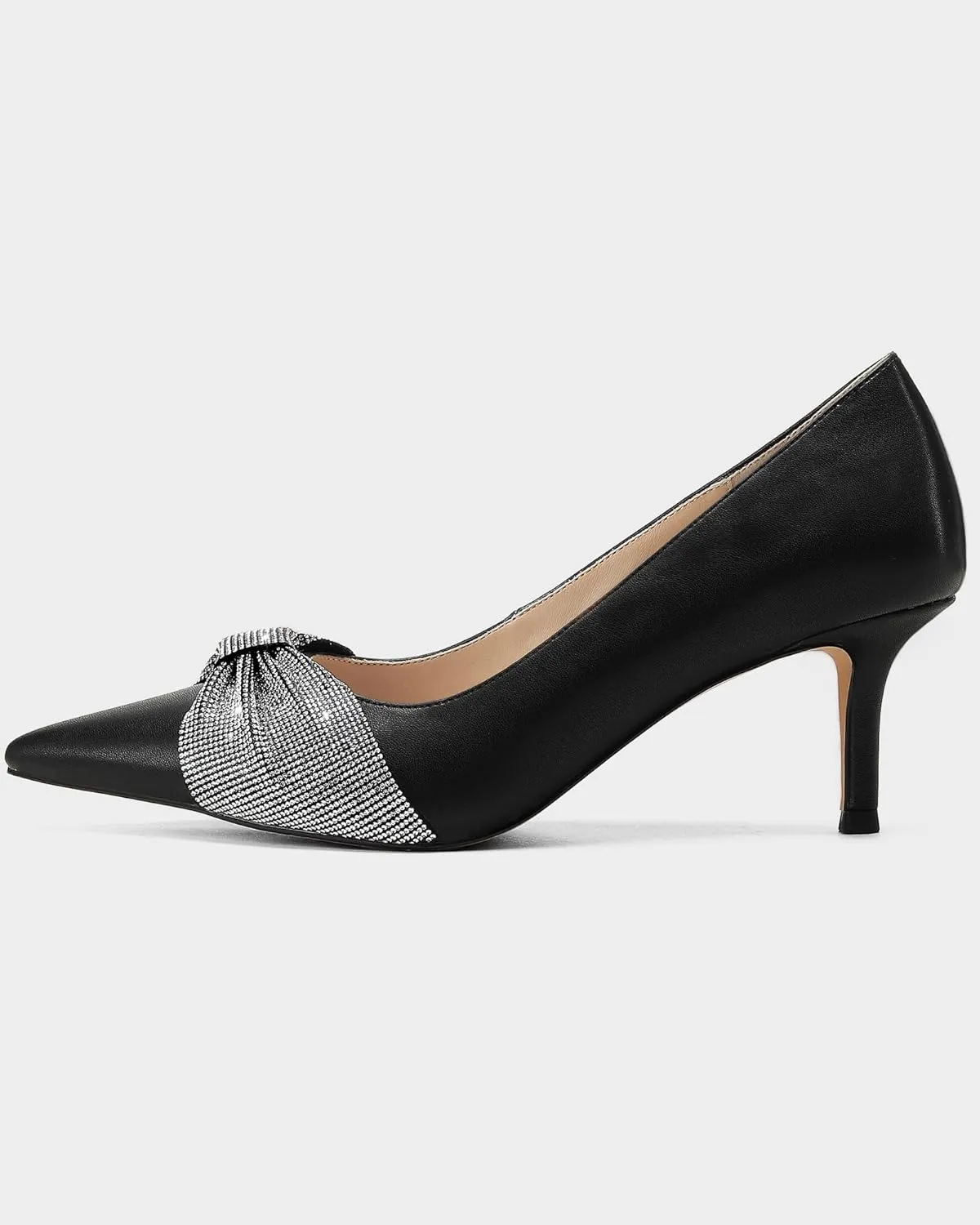 MUCCCUTE Pumps for Women Closed Toe Rhinestone Heels Sparkly Pointed Toe Kitten Heels Party Dress Work Pump Shoes