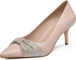 MUCCCUTE Pumps for Women Closed Toe Rhinestone Heels Sparkly Pointed Toe Kitten Heels Party Dress Work Pump Shoes