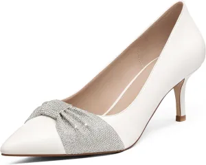 MUCCCUTE Pumps for Women Closed Toe Rhinestone Heels Sparkly Pointed Toe Kitten Heels Party Dress Work Pump Shoes