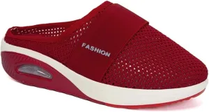 Mules for Women Breathable Mesh Walking Mules Sneakers Open Back Slip On Shoes Diabetic Air-Cushion Slip-On Walking Shoes Orthopedic Diabetic Slippers Closed Toe Slides Beach Sandals