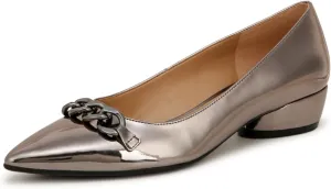 Naturalizer Womens Becca Pointed Toe Low Heel Flats Pewter Silver Metallic 8 M