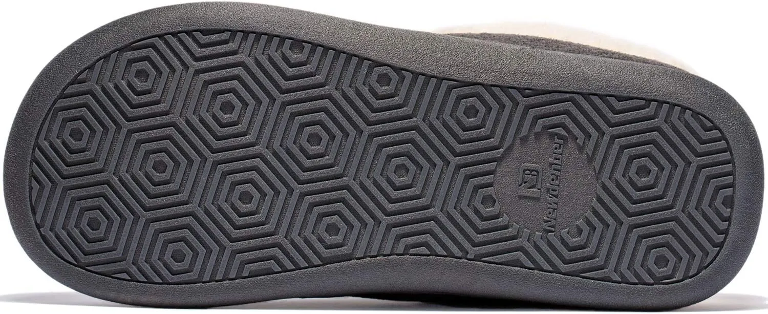 NewDenBer Men's Warm Memory Foam Slippers Suede Plush Fleece Lined Slip on Indoor Outdoor Clog House Shoes