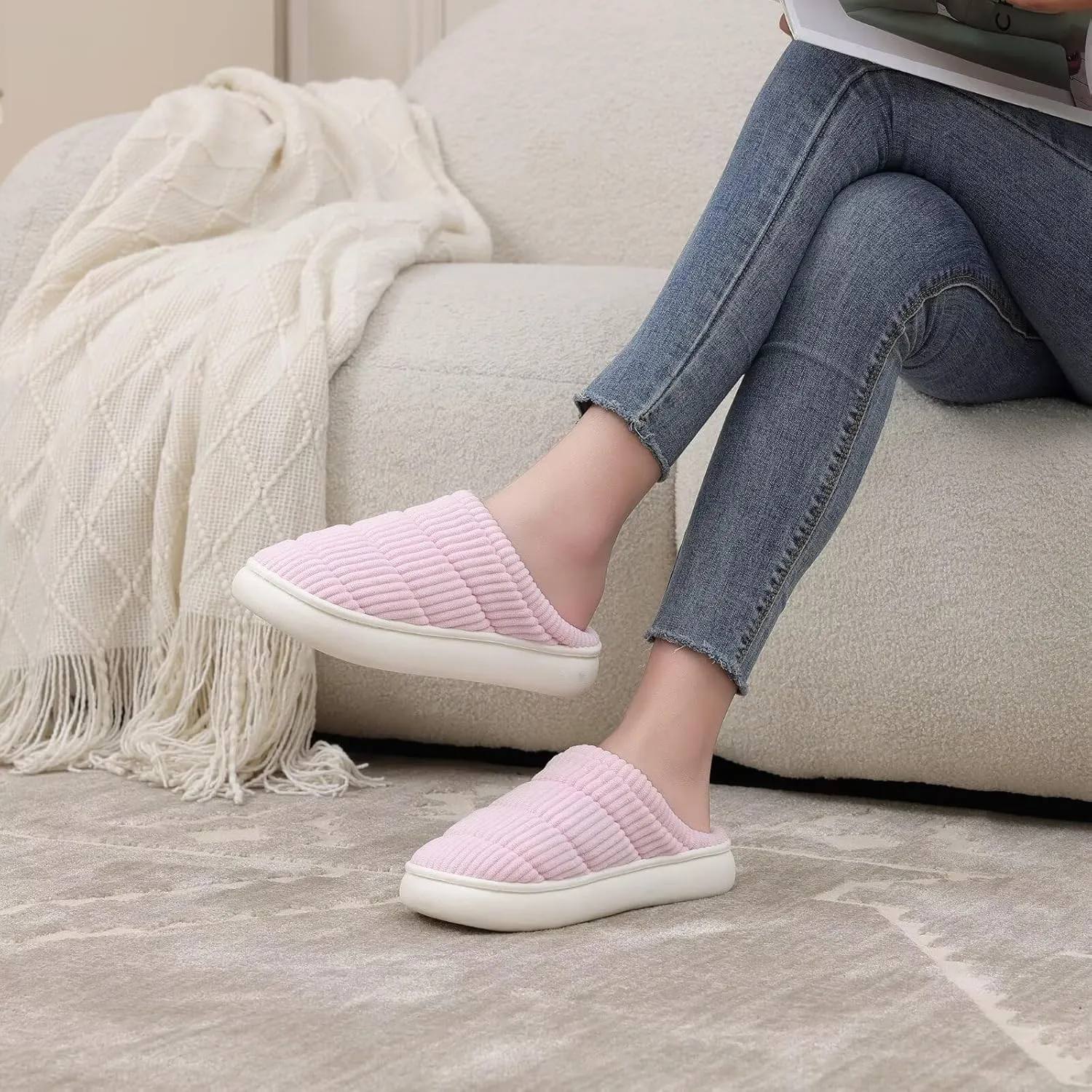NineCiFun Womens House Shoes Warm Memory Foam Slippers for Women Indoor Soft Fleece Lined Womens Slippers