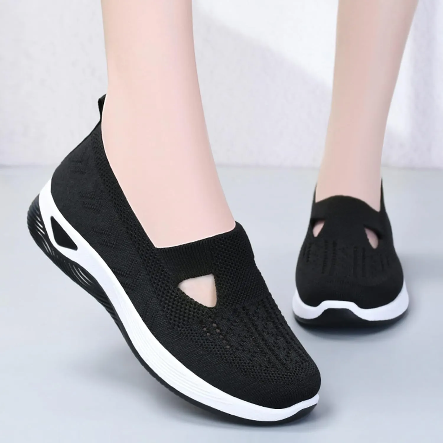 Orthopedic Casual Shoes for Women Slip On Sneakers with Arch Support Comfortable Walking Loafers Plantar Fasciitis Relief Foot Heel Pain Diabetic Feet