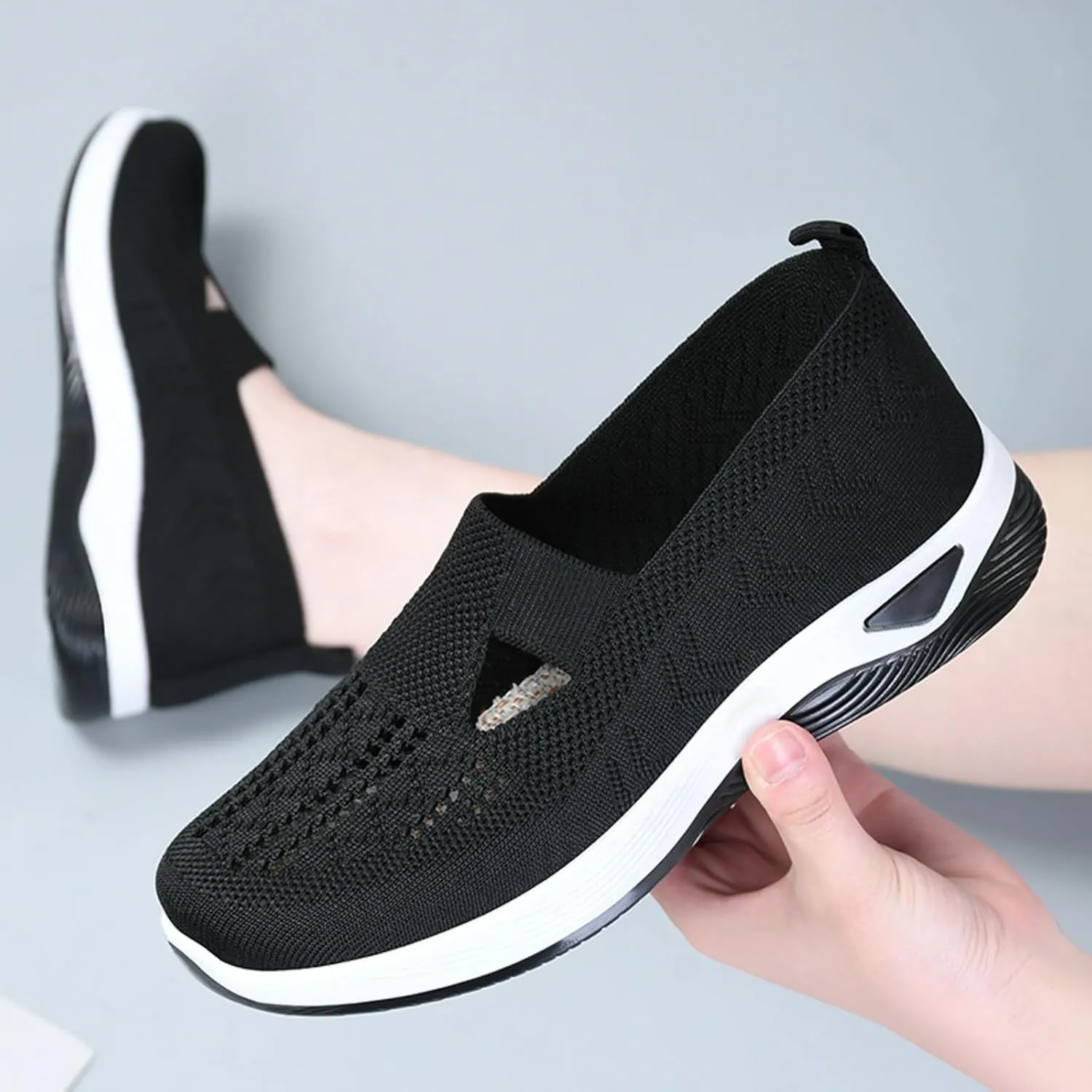 Orthopedic Casual Shoes for Women Slip On Sneakers with Arch Support Comfortable Walking Loafers Plantar Fasciitis Relief Foot Heel Pain Diabetic Feet