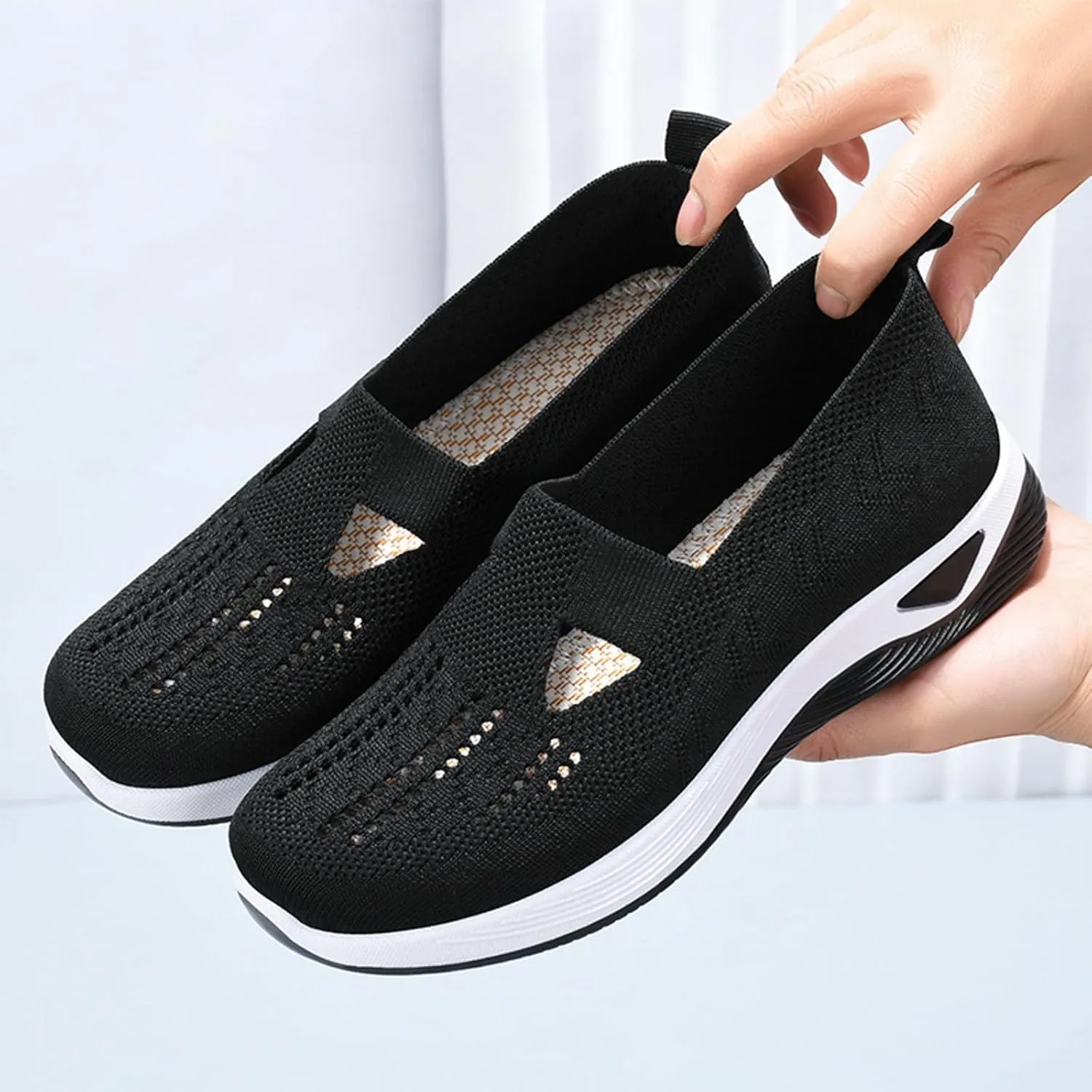 Orthopedic Casual Shoes for Women Slip On Sneakers with Arch Support Comfortable Walking Loafers Plantar Fasciitis Relief Foot Heel Pain Diabetic Feet