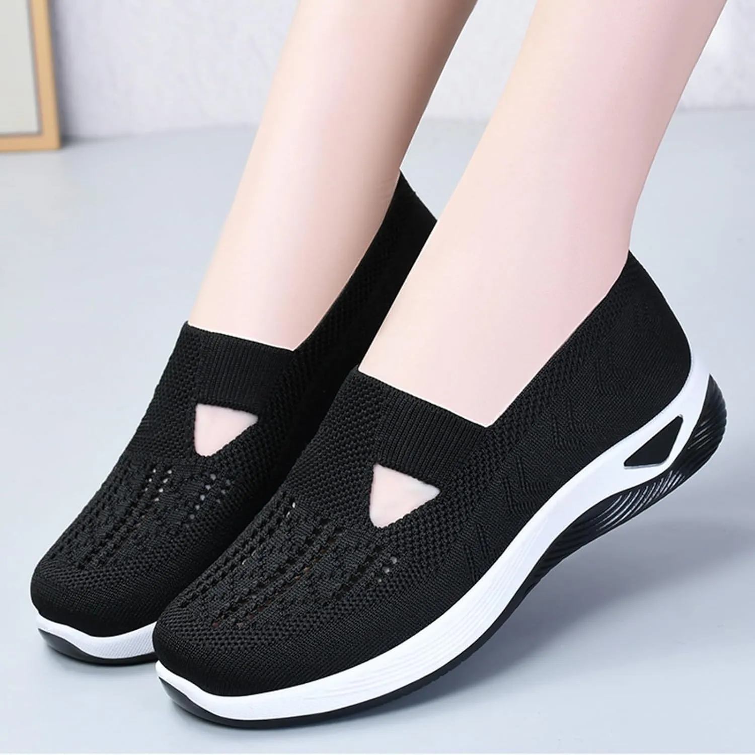Orthopedic Casual Shoes for Women Slip On Sneakers with Arch Support Comfortable Walking Loafers Plantar Fasciitis Relief Foot Heel Pain Diabetic Feet