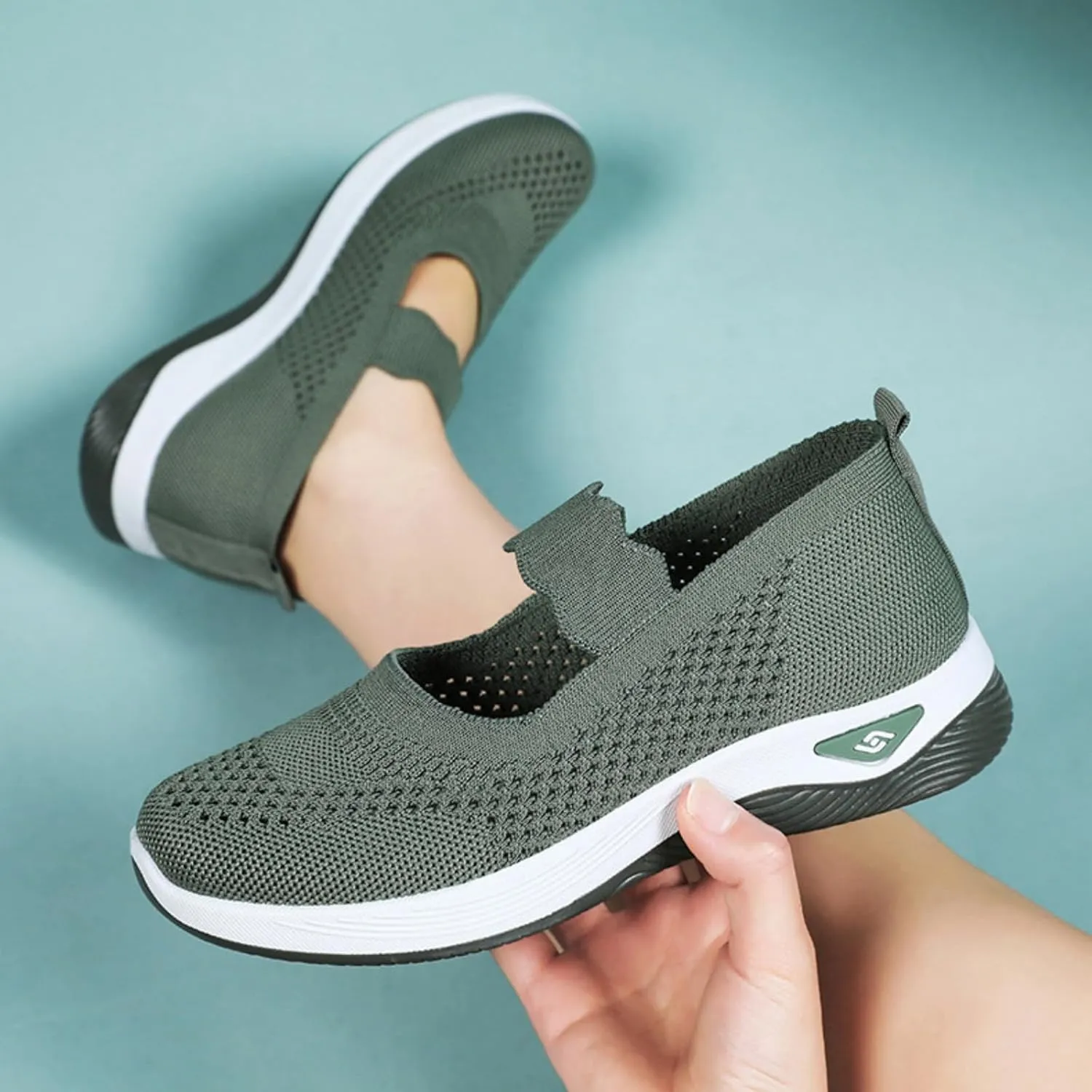 Orthopedic Shoes for Women Walking Shoes Comfortable Breathable Knit Slip On Sneakers Soft Orthopedic Slip-On Indoor Outdoor Casual Shoe Lightweight Wide Width Soft Sole Arch Support Non-Slip Shoe