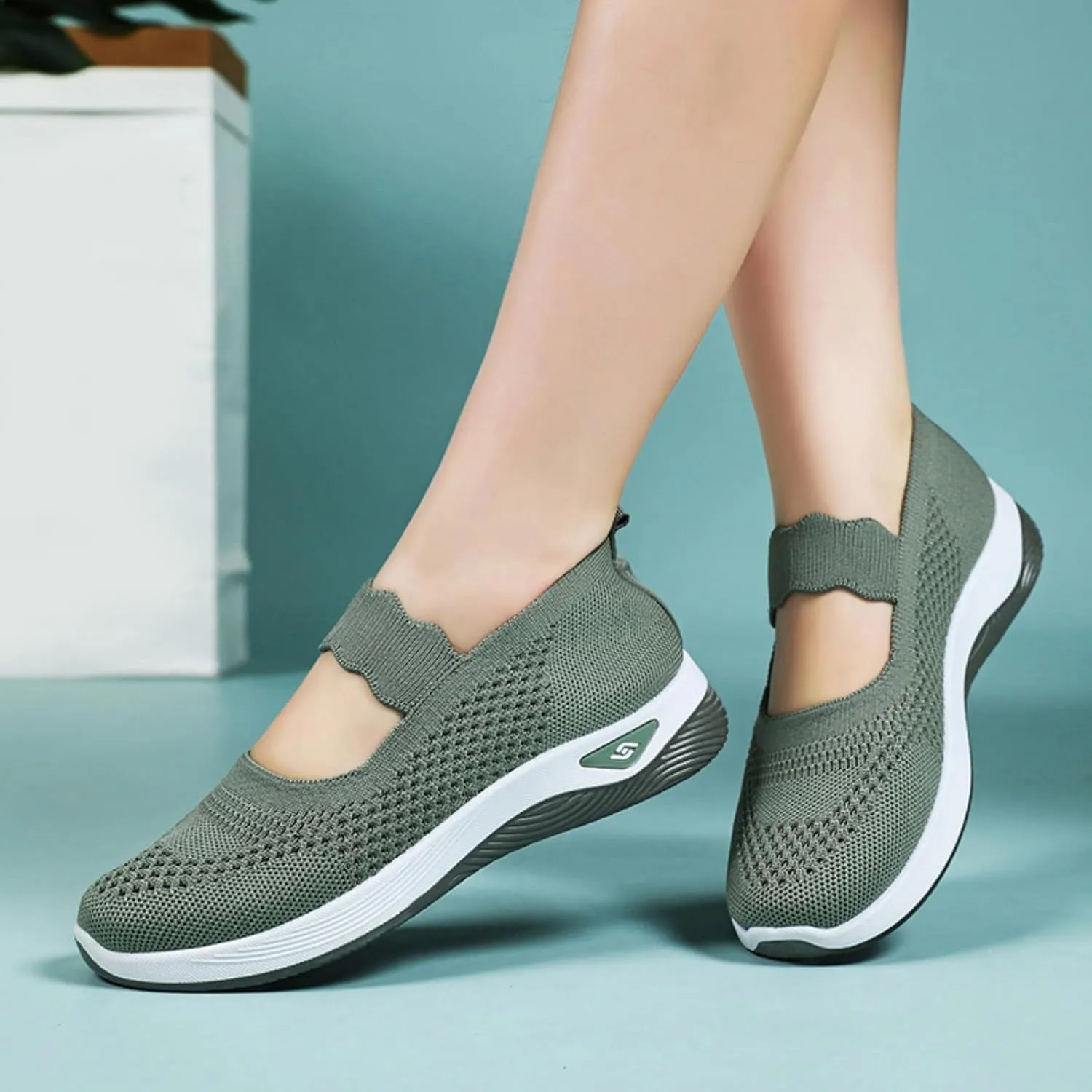 Orthopedic Shoes for Women Walking Shoes Comfortable Breathable Knit Slip On Sneakers Soft Orthopedic Slip-On Indoor Outdoor Casual Shoe Lightweight Wide Width Soft Sole Arch Support Non-Slip Shoe