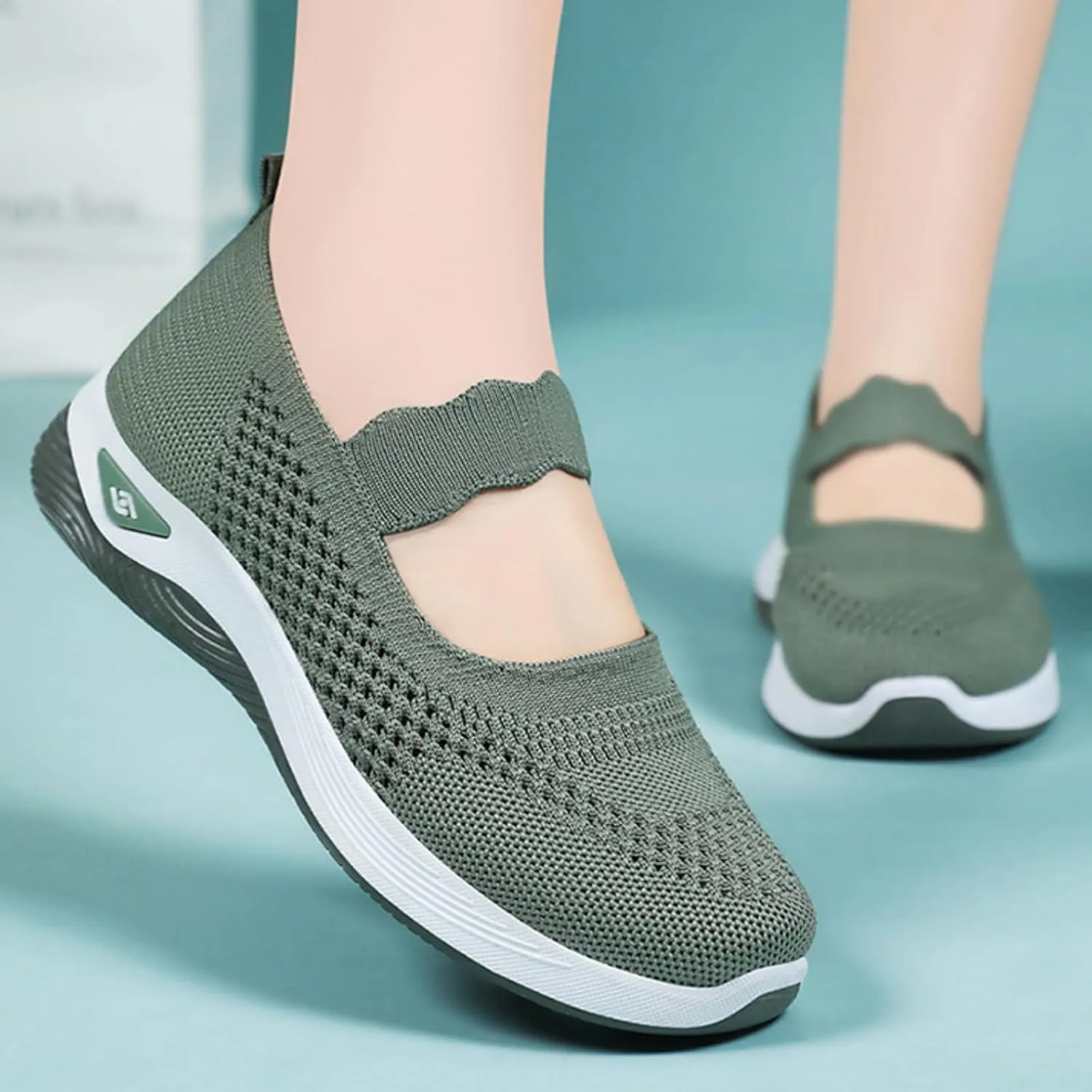 Orthopedic Shoes for Women Walking Shoes Comfortable Breathable Knit Slip On Sneakers Soft Orthopedic Slip-On Indoor Outdoor Casual Shoe Lightweight Wide Width Soft Sole Arch Support Non-Slip Shoe