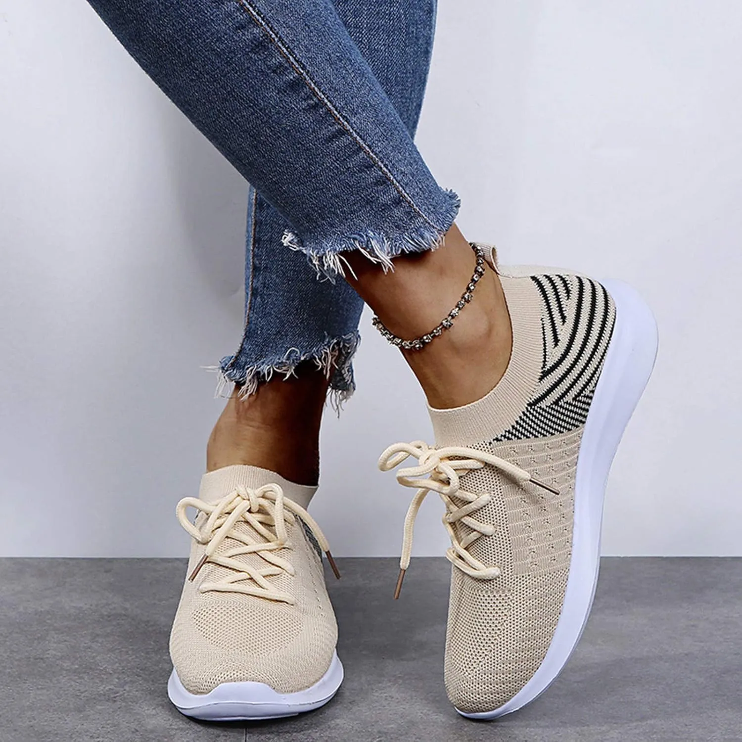 SBGMoSJ Running Shoes Womens Lightweight Fashion Sport Sneakers Zapatos Antiderrapantes para Mujer Womens Slip On Shoes Wide Width Womens White Platform Sneakers Zapatos Antideslizantes para Mujer