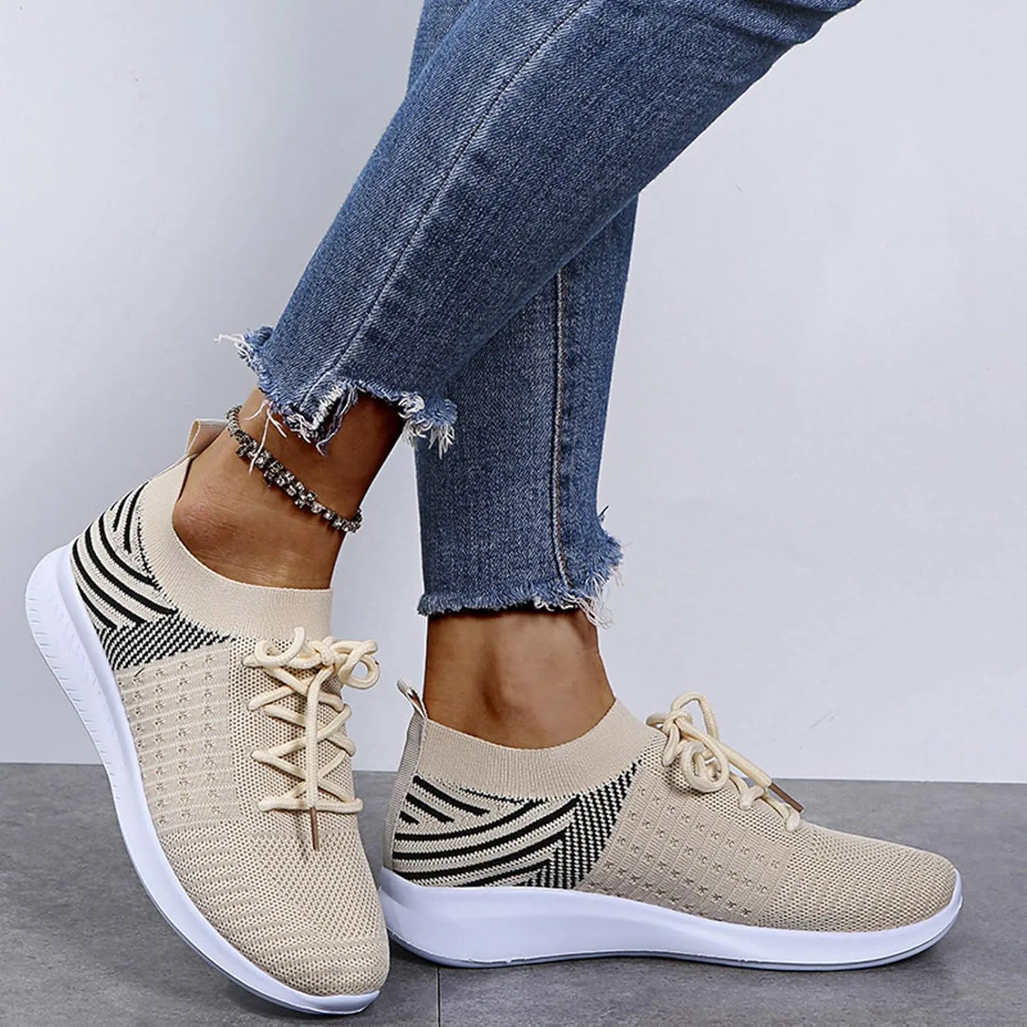 SBGMoSJ Running Shoes Womens Lightweight Fashion Sport Sneakers Zapatos Antiderrapantes para Mujer Womens Slip On Shoes Wide Width Womens White Platform Sneakers Zapatos Antideslizantes para Mujer