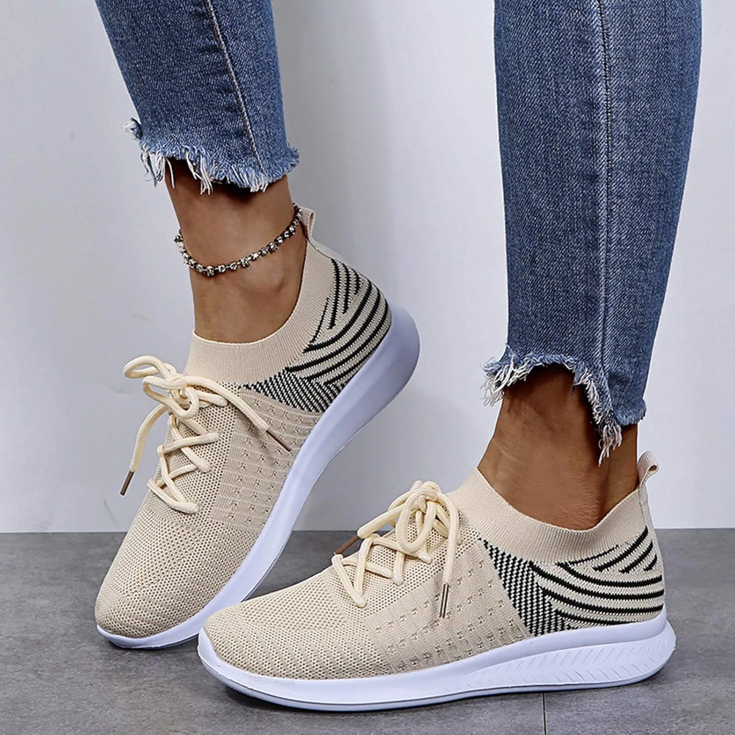 SBGMoSJ Running Shoes Womens Lightweight Fashion Sport Sneakers Zapatos Antiderrapantes para Mujer Womens Slip On Shoes Wide Width Womens White Platform Sneakers Zapatos Antideslizantes para Mujer