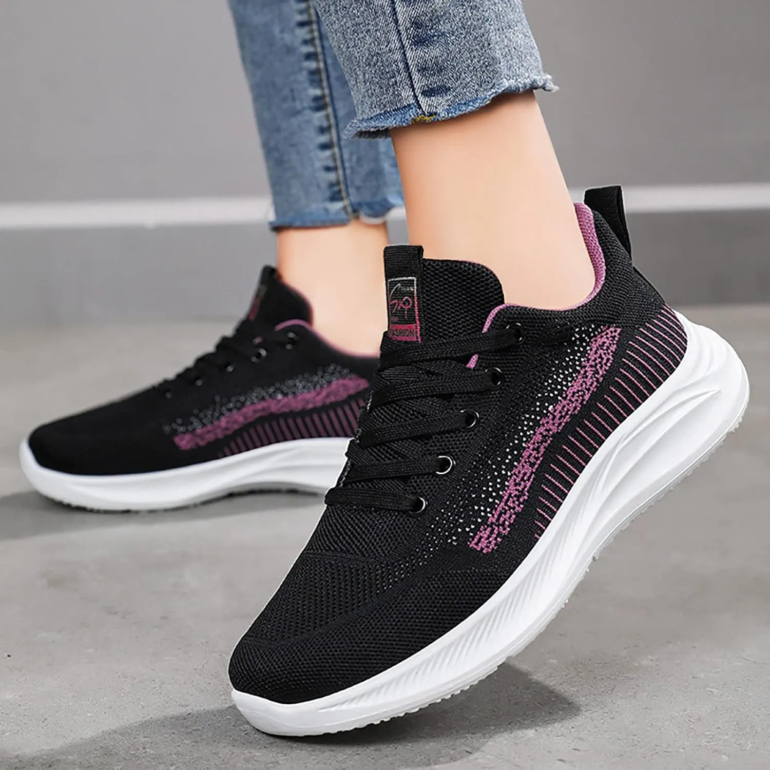 SBGMoSJ White Sneakers for Women Wide Toe Box Women's Slip On Tennis Shoes Size 8 Nurse Shoes for Women for Work Black Gym Shoes Women Comfy Open Toe Flats Shoes Women Dressy Cute