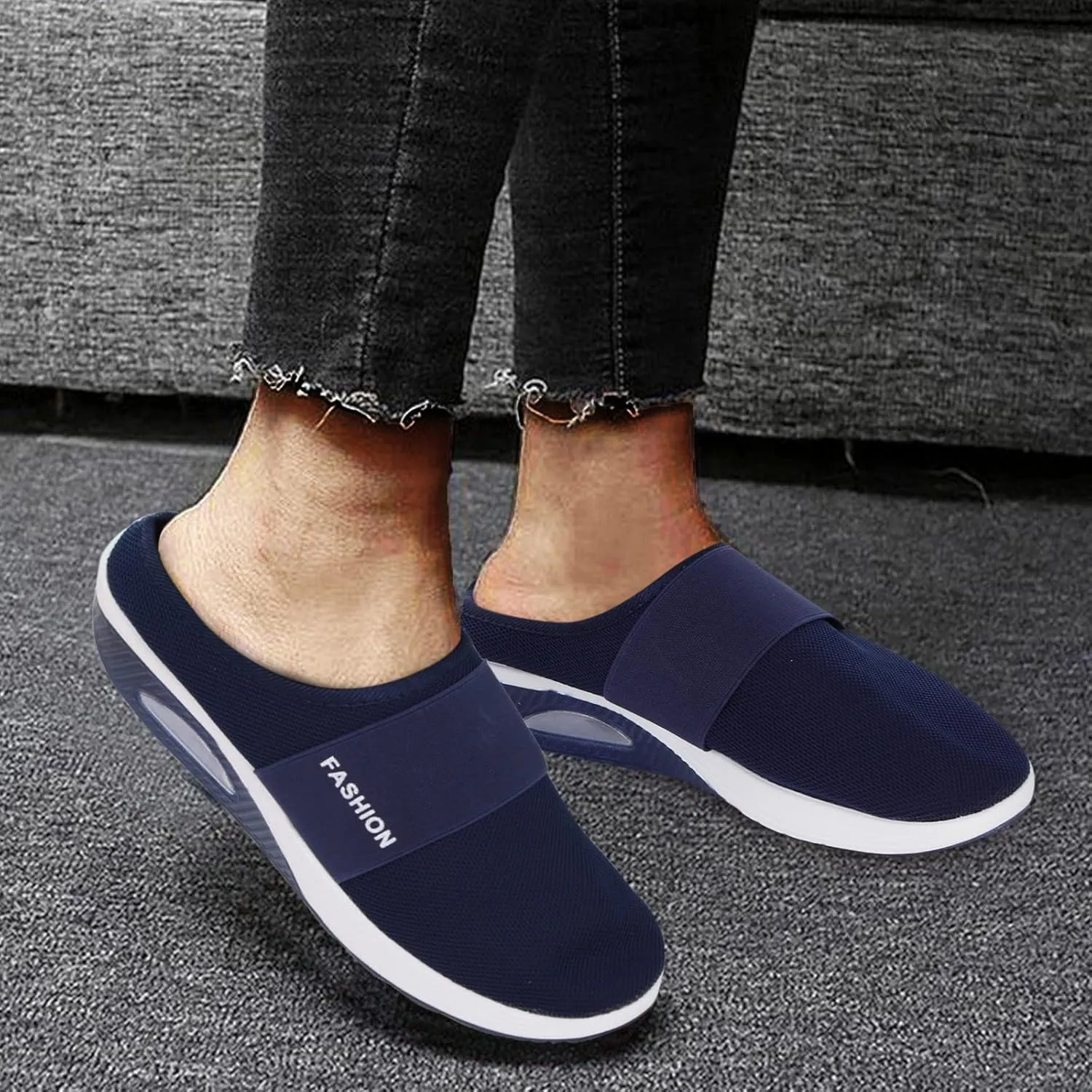 SBGMoSJ Women Sneakers Size 9.5 Wide Women's Wide Comfortable Soft Slip On Walking Flat Shoes Women Slip On Shoes Wide Width Chunky Sneakers for Women Platform Women's Slip On Shoes Black