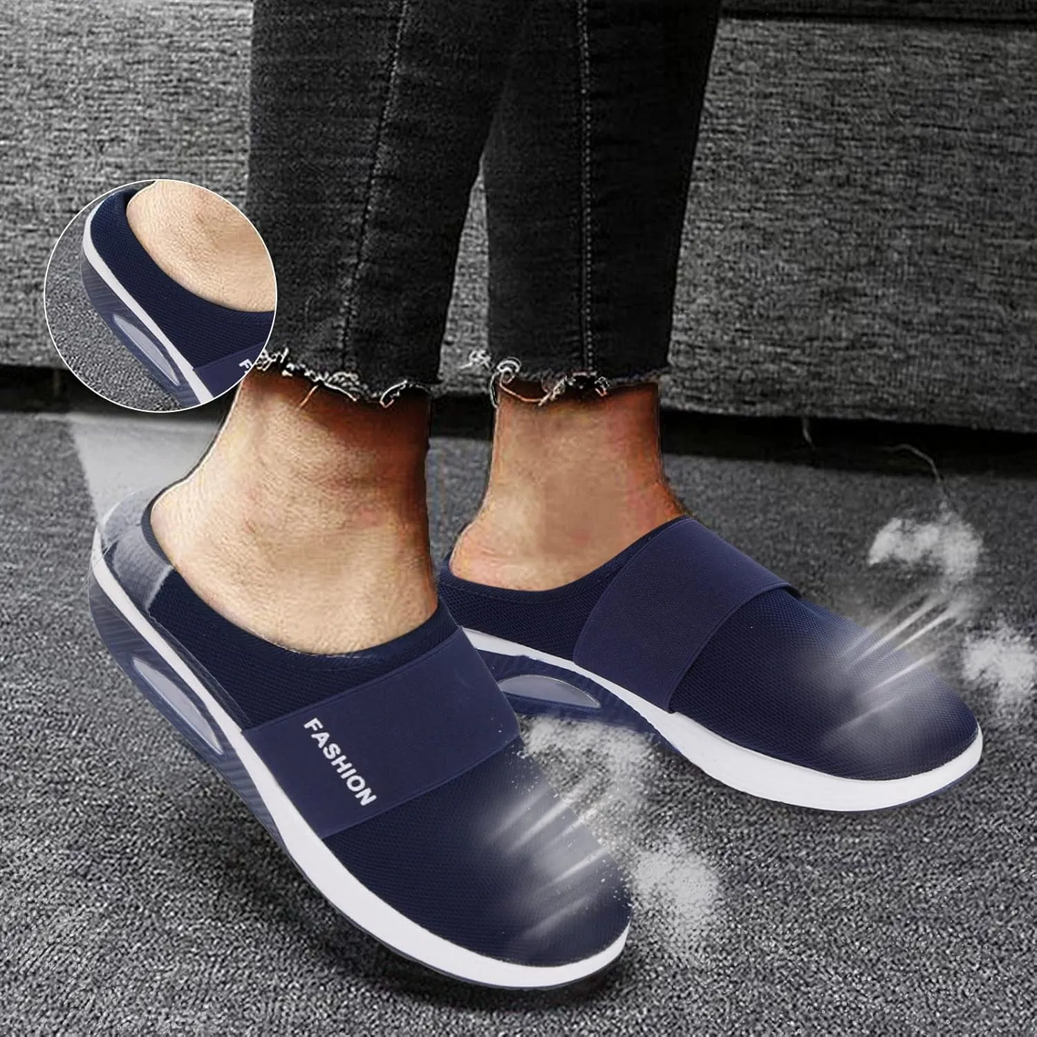 SBGMoSJ Women Sneakers Size 9.5 Wide Women's Wide Comfortable Soft Slip On Walking Flat Shoes Women Slip On Shoes Wide Width Chunky Sneakers for Women Platform Women's Slip On Shoes Black