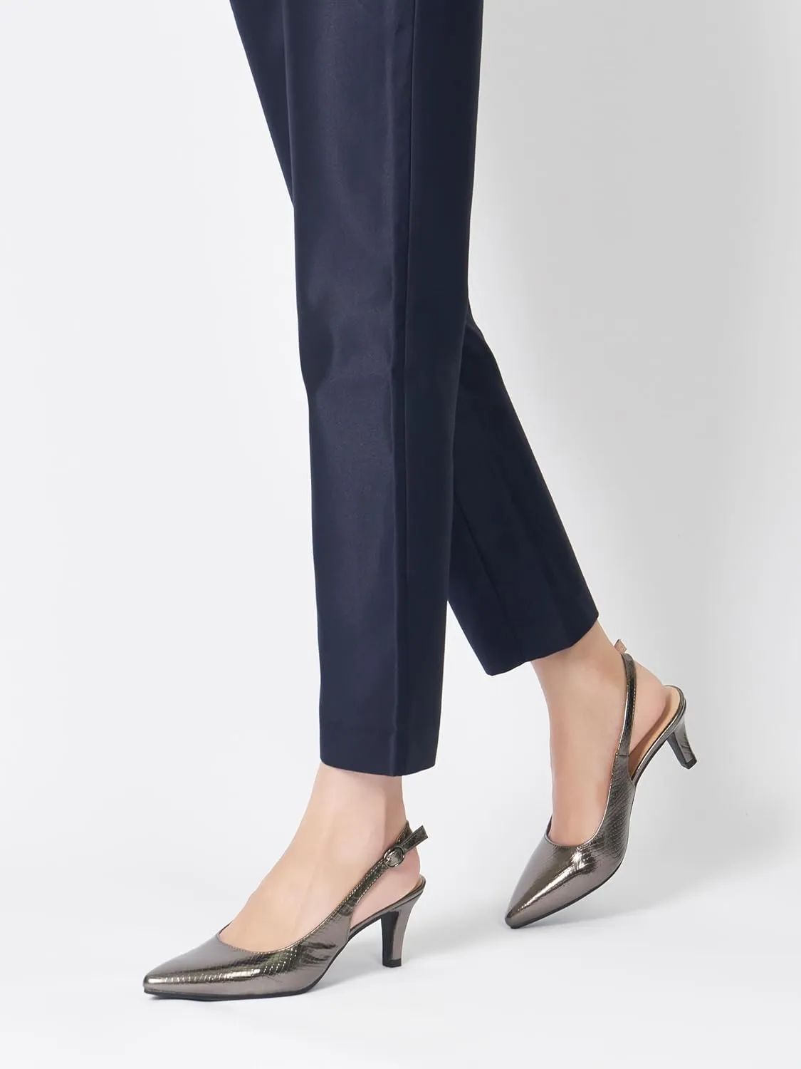 Slingback Heels for Women - Closed Toe Kitten Heels With Pointed Toe - 2 Inch Low Heel Dress Shoes Pumps