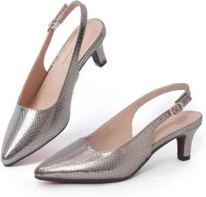 Slingback Heels for Women - Closed Toe Kitten Heels With Pointed Toe - 2 Inch Low Heel Dress Shoes Pumps