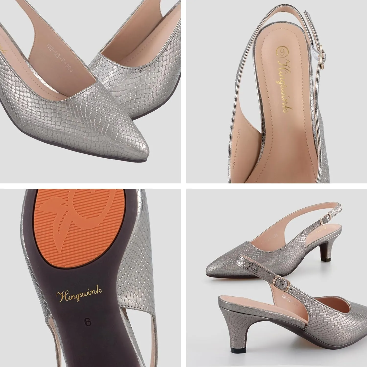 Slingback Heels for Women - Closed Toe Kitten Heels With Pointed Toe - 2 Inch Low Heel Dress Shoes Pumps