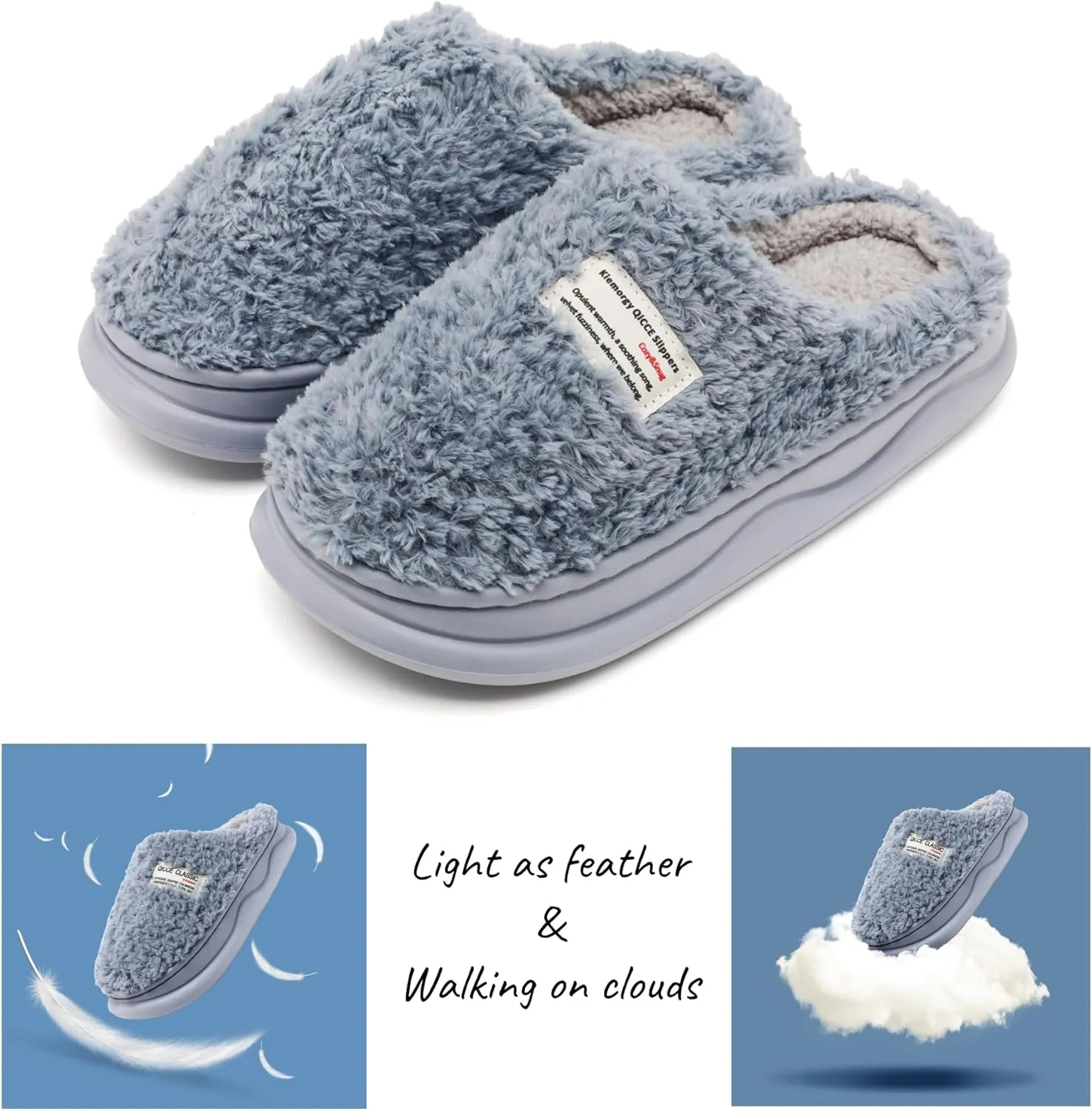 Slippers for Women Men, Memory Foam Slippers for Women, Soft Thick Fuzzy Bedroom House Shoes Indoor Outdoor