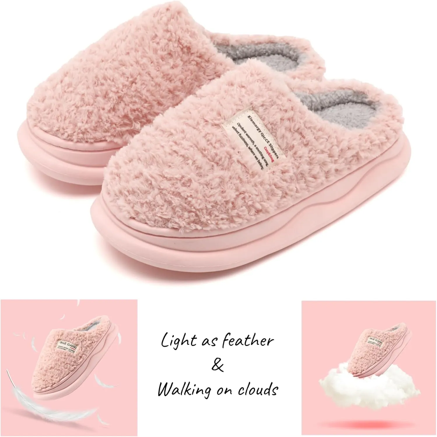 Slippers for Women Men, Memory Foam Slippers for Women, Soft Thick Fuzzy Bedroom House Shoes Indoor Outdoor