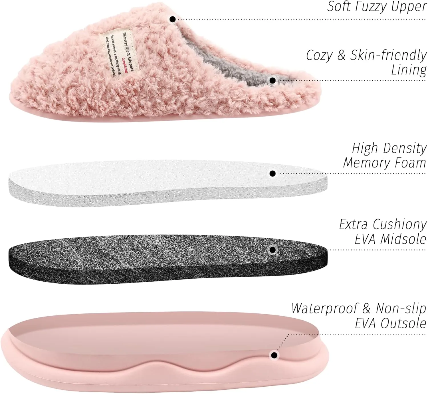 Slippers for Women Men, Memory Foam Slippers for Women, Soft Thick Fuzzy Bedroom House Shoes Indoor Outdoor