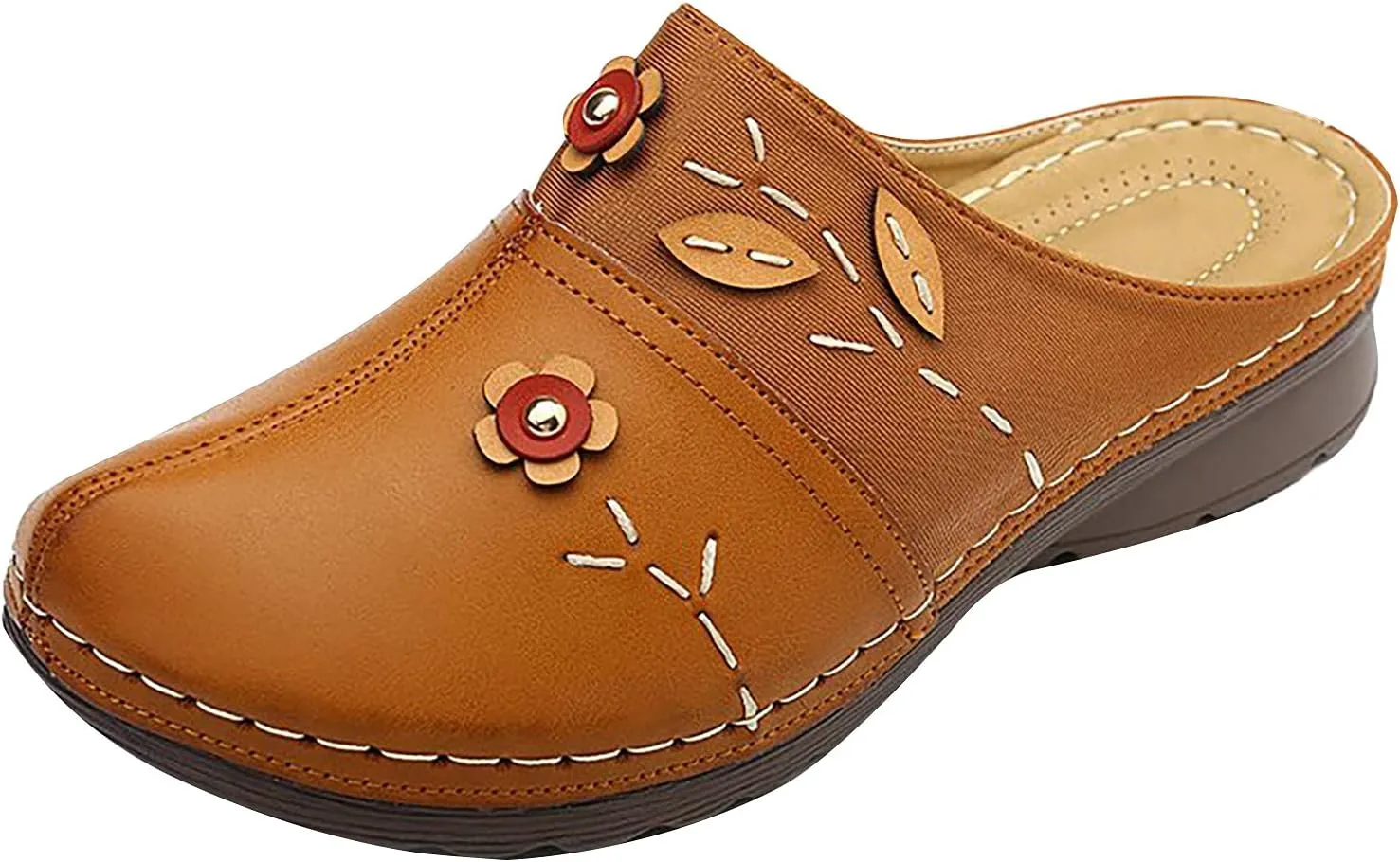 Summer Women Gracosy Clogs Shoes Leather Loafers Slip On Mules Antil Slip Beach Comfortable Sandals For Women
