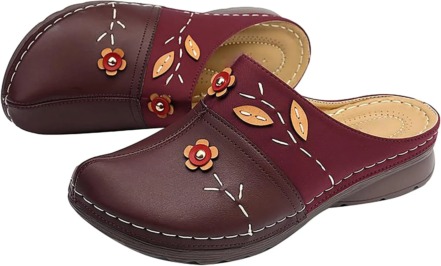 Summer Women Gracosy Clogs Shoes Leather Loafers Slip On Mules Antil Slip Beach Comfortable Sandals For Women