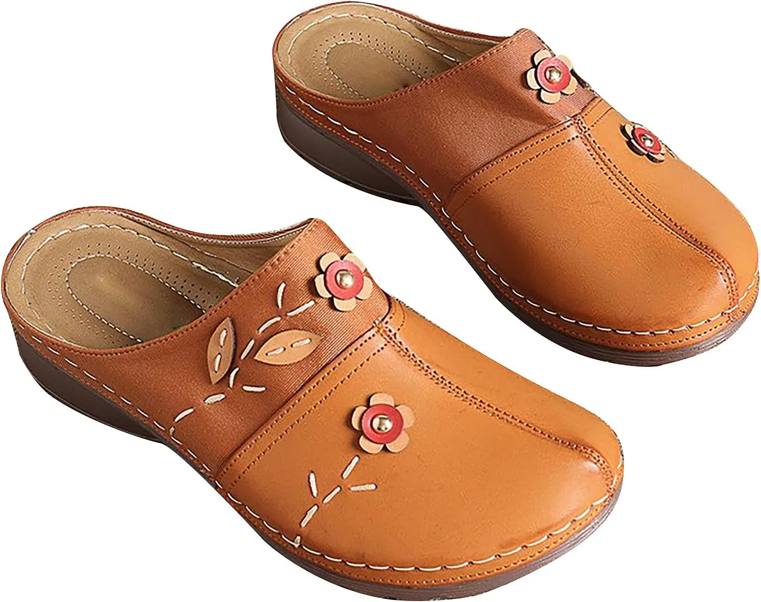 Summer Women Gracosy Clogs Shoes Leather Loafers Slip On Mules Antil Slip Beach Comfortable Sandals For Women