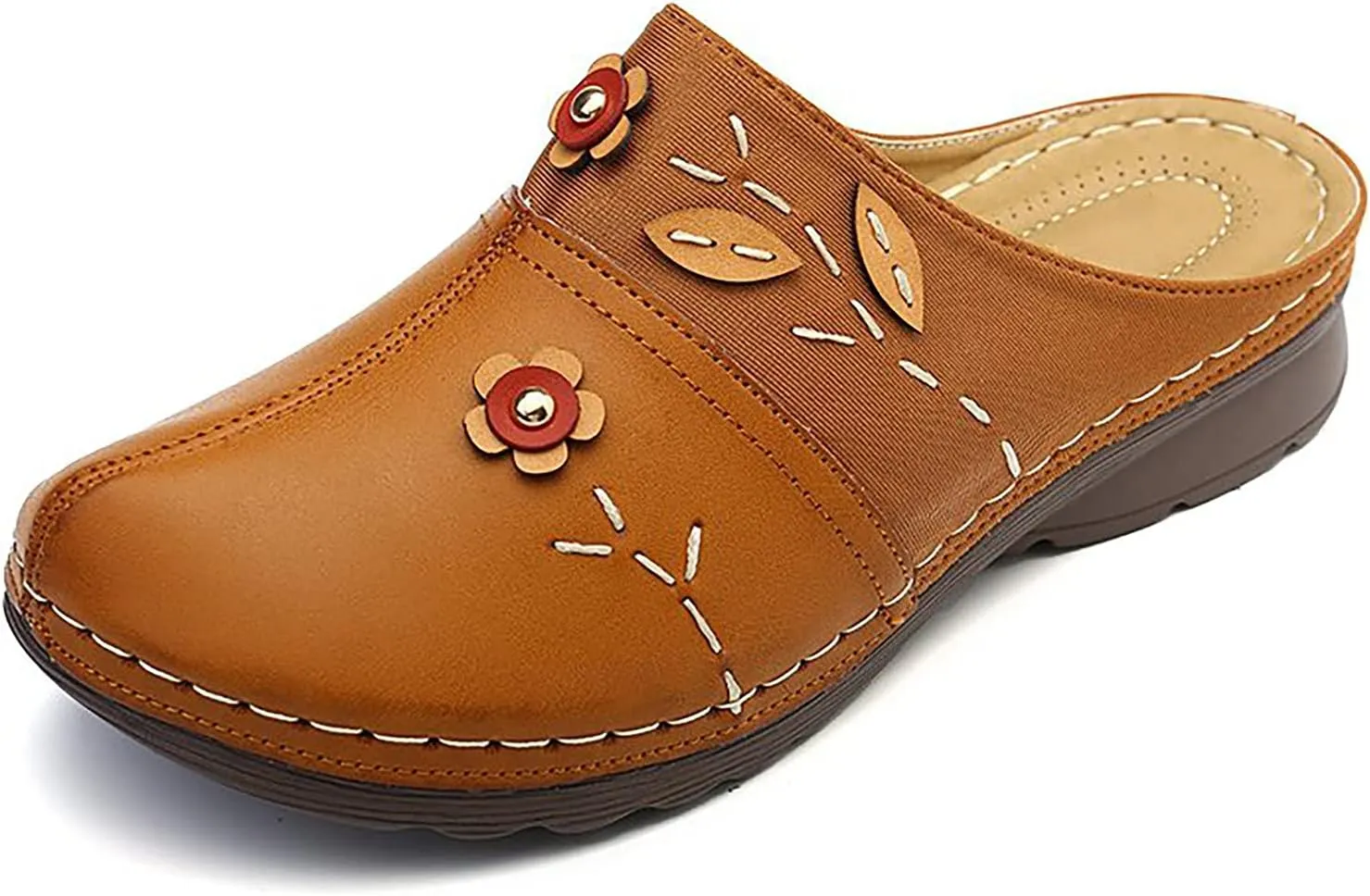 Summer Women Gracosy Clogs Shoes Leather Loafers Slip On Mules Antil Slip Beach Comfortable Sandals For Women