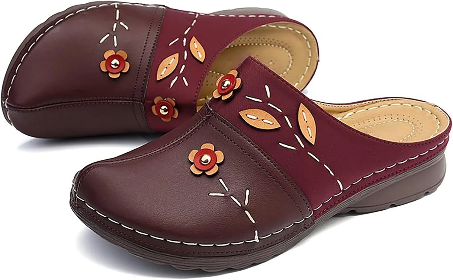 Summer Women Gracosy Clogs Shoes Leather Loafers Slip On Mules Antil Slip Beach Comfortable Sandals For Women