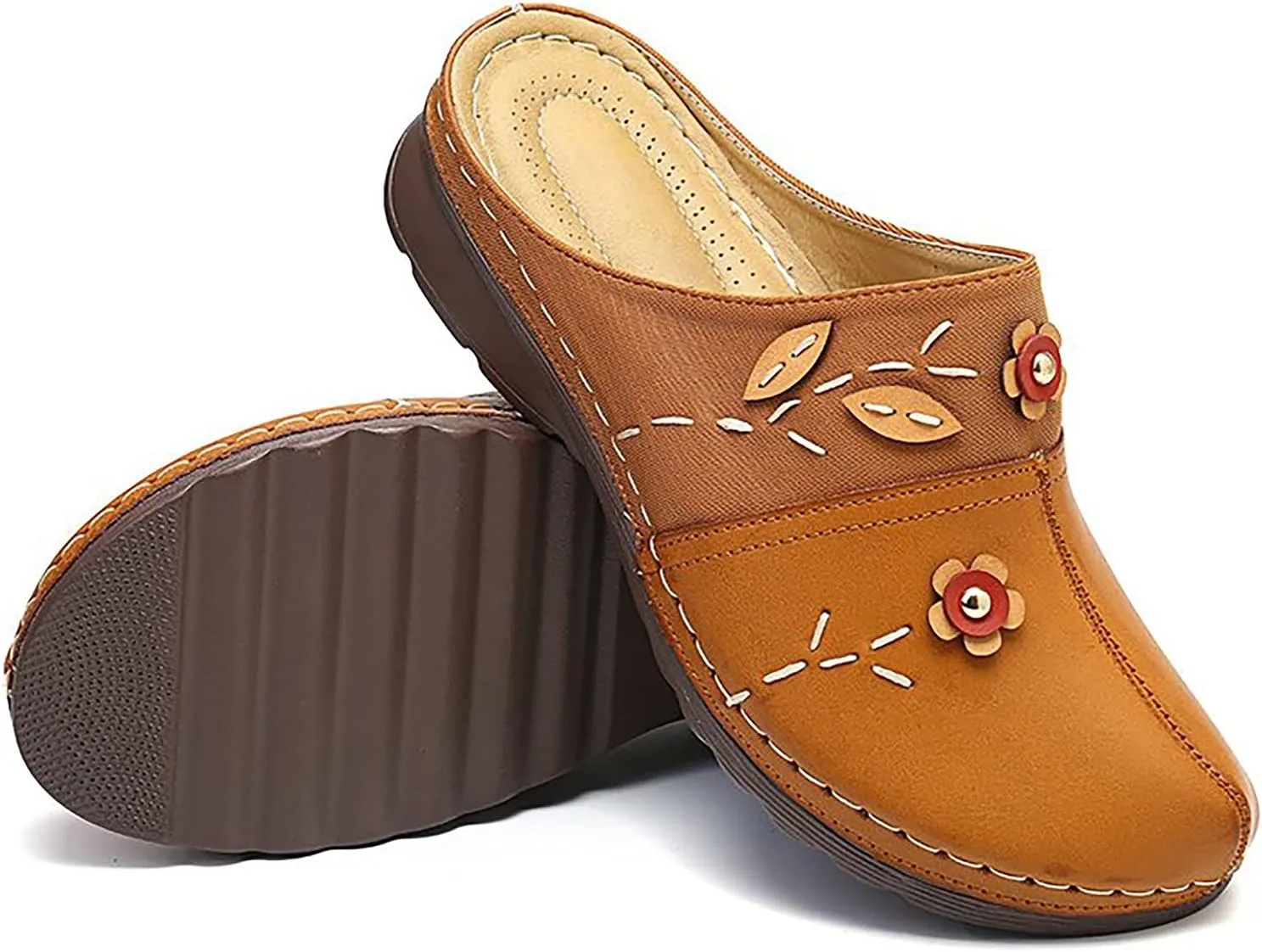Summer Women Gracosy Clogs Shoes Leather Loafers Slip On Mules Antil Slip Beach Comfortable Sandals For Women