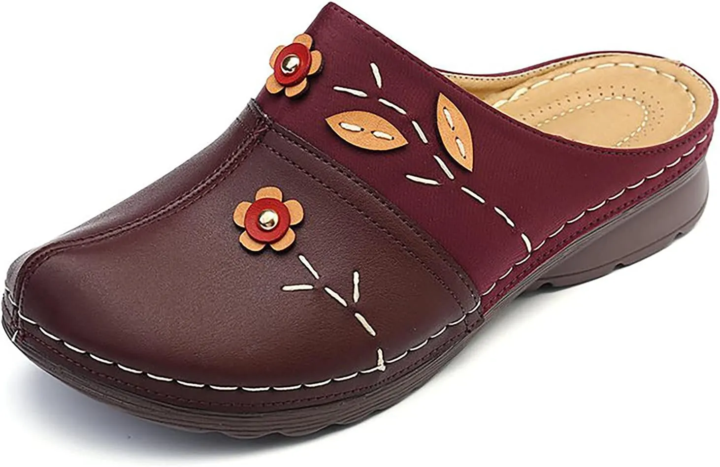Summer Women Gracosy Clogs Shoes Leather Loafers Slip On Mules Antil Slip Beach Comfortable Sandals For Women