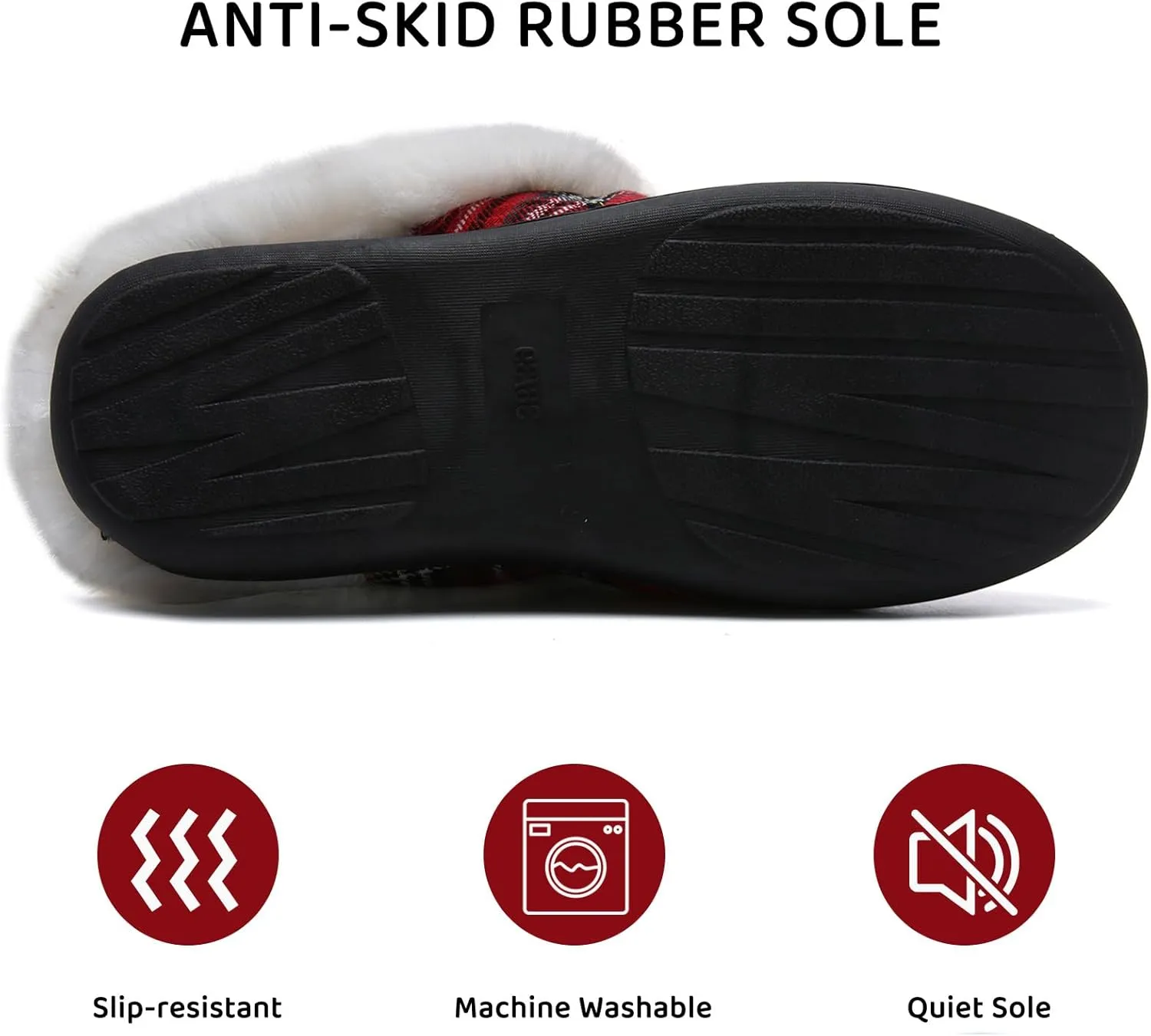 WateLves Women's Memory Foam Slippers Comfort Wool-Like Plush Fleece Lined House Shoes for Indoor & Outdoor