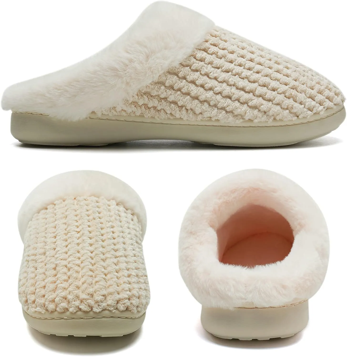 WateLves Women's Memory Foam Slippers Comfort Wool-Like Plush Fleece Lined House Shoes for Indoor & Outdoor