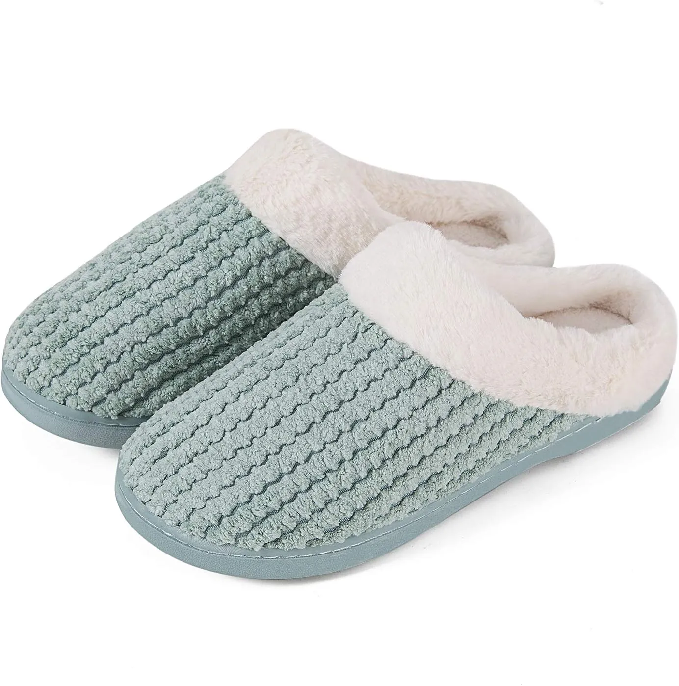 WateLves Women's Memory Foam Slippers Comfort Wool-Like Plush Fleece Lined House Shoes for Indoor & Outdoor