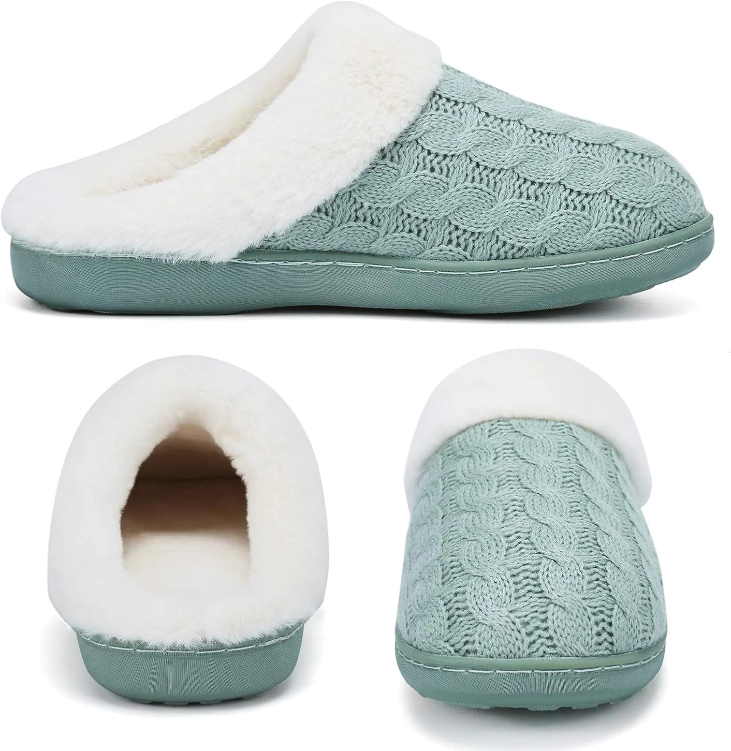 WateLves Women's Memory Foam Slippers Comfort Wool-Like Plush Fleece Lined House Shoes for Indoor & Outdoor