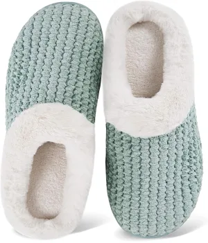 WateLves Women's Memory Foam Slippers Comfort Wool-Like Plush Fleece Lined House Shoes for Indoor & Outdoor