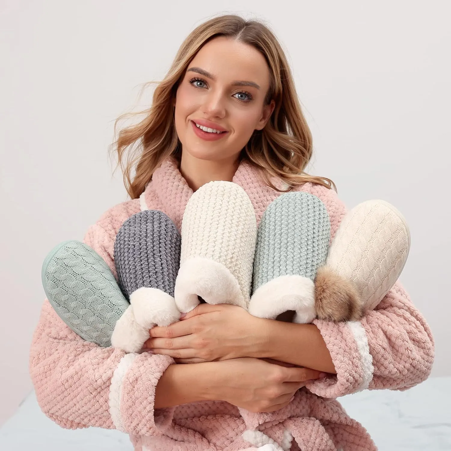 WateLves Women's Memory Foam Slippers Comfort Wool-Like Plush Fleece Lined House Shoes for Indoor & Outdoor