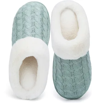 WateLves Women's Memory Foam Slippers Comfort Wool-Like Plush Fleece Lined House Shoes for Indoor & Outdoor