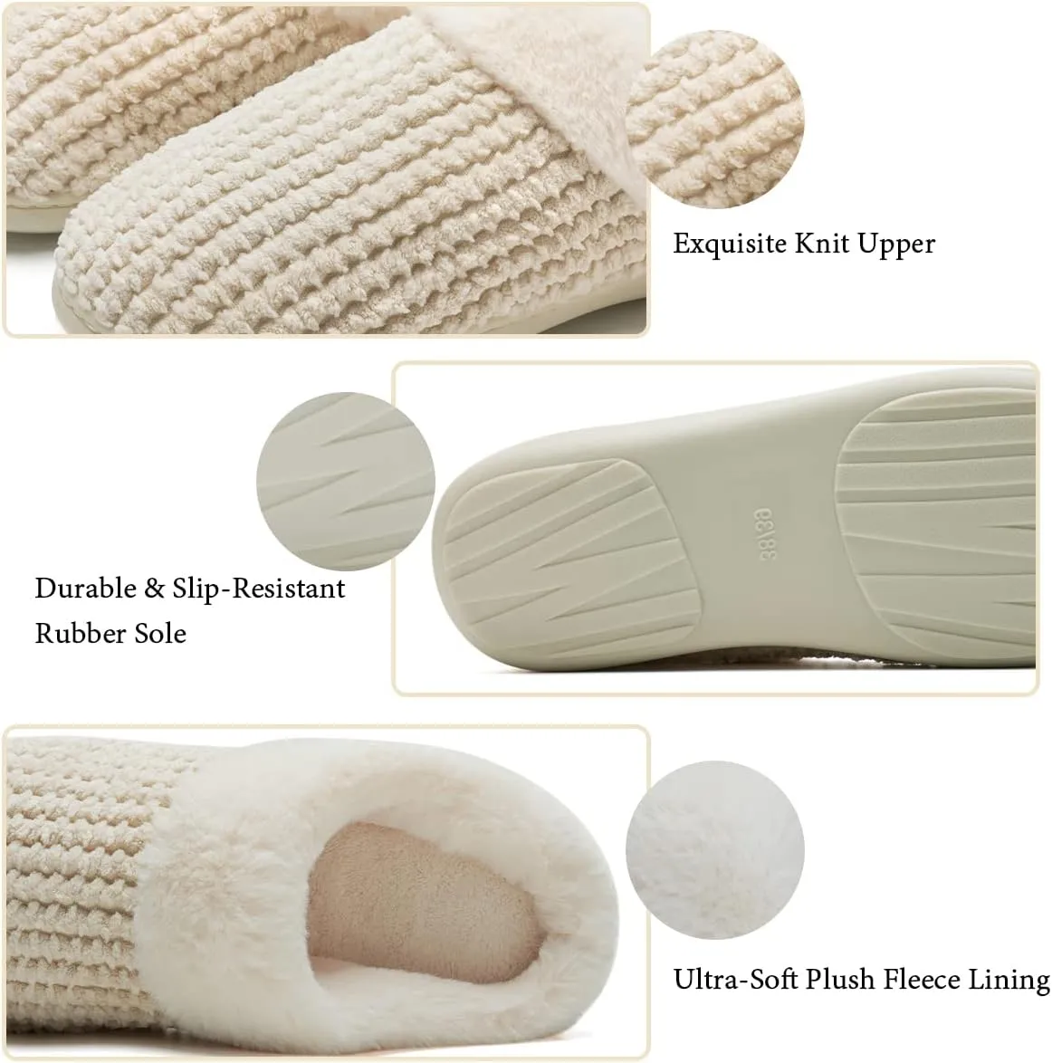 WateLves Women's Memory Foam Slippers Comfort Wool-Like Plush Fleece Lined House Shoes for Indoor & Outdoor