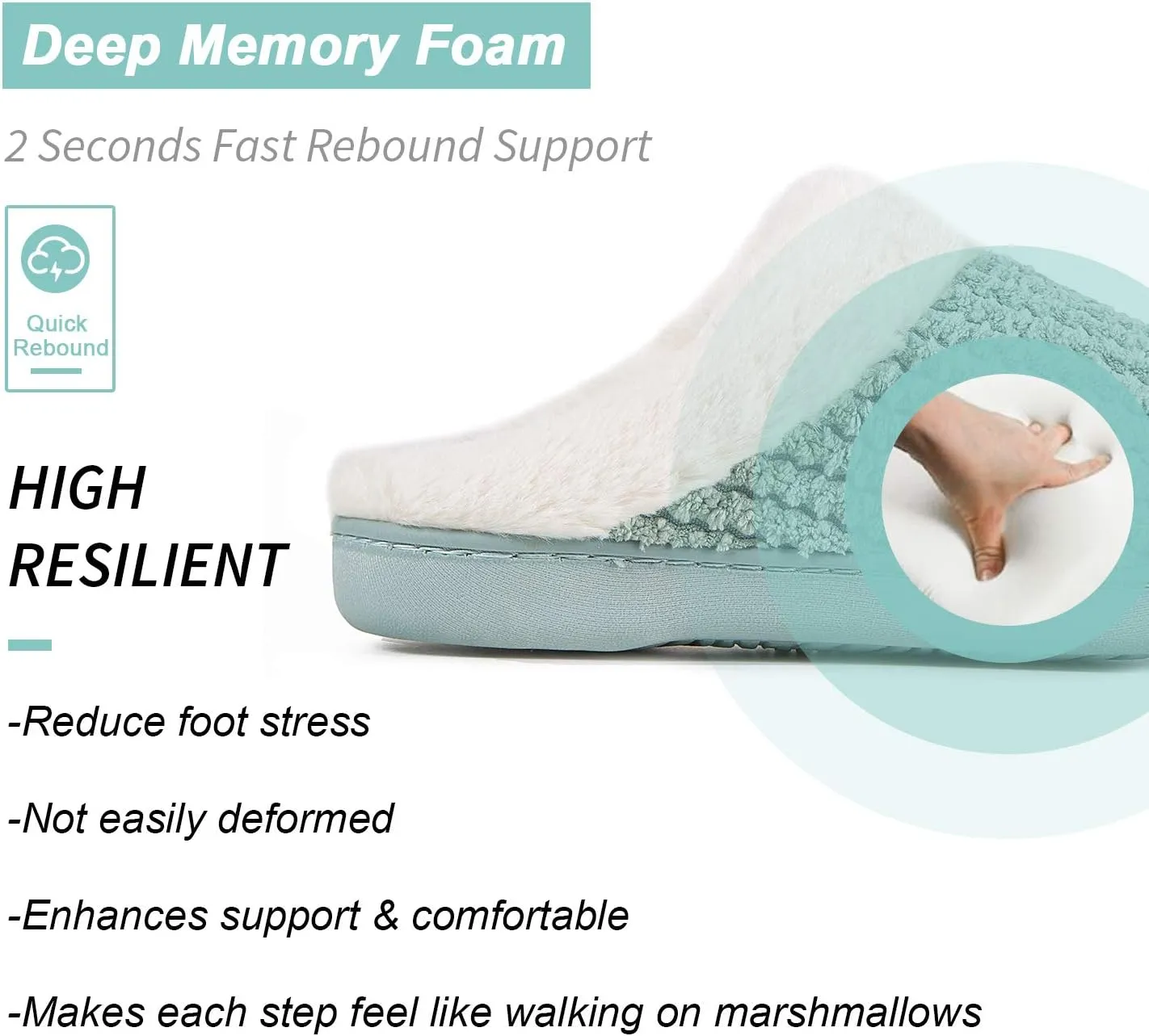 WateLves Women's Memory Foam Slippers Comfort Wool-Like Plush Fleece Lined House Shoes for Indoor & Outdoor