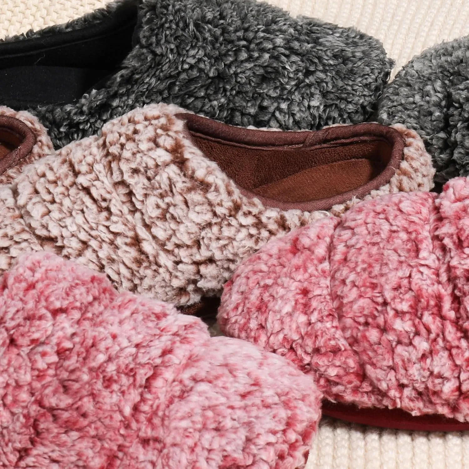 Wishcotton Women's Lightweight Sherpa Memory Foam Slippers Indoor Outdoor