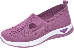 Women Comfortable Slip On Shoes Lightweight Walking Sneakers Canvas Casual Flats Non Slip Elastic Loafers