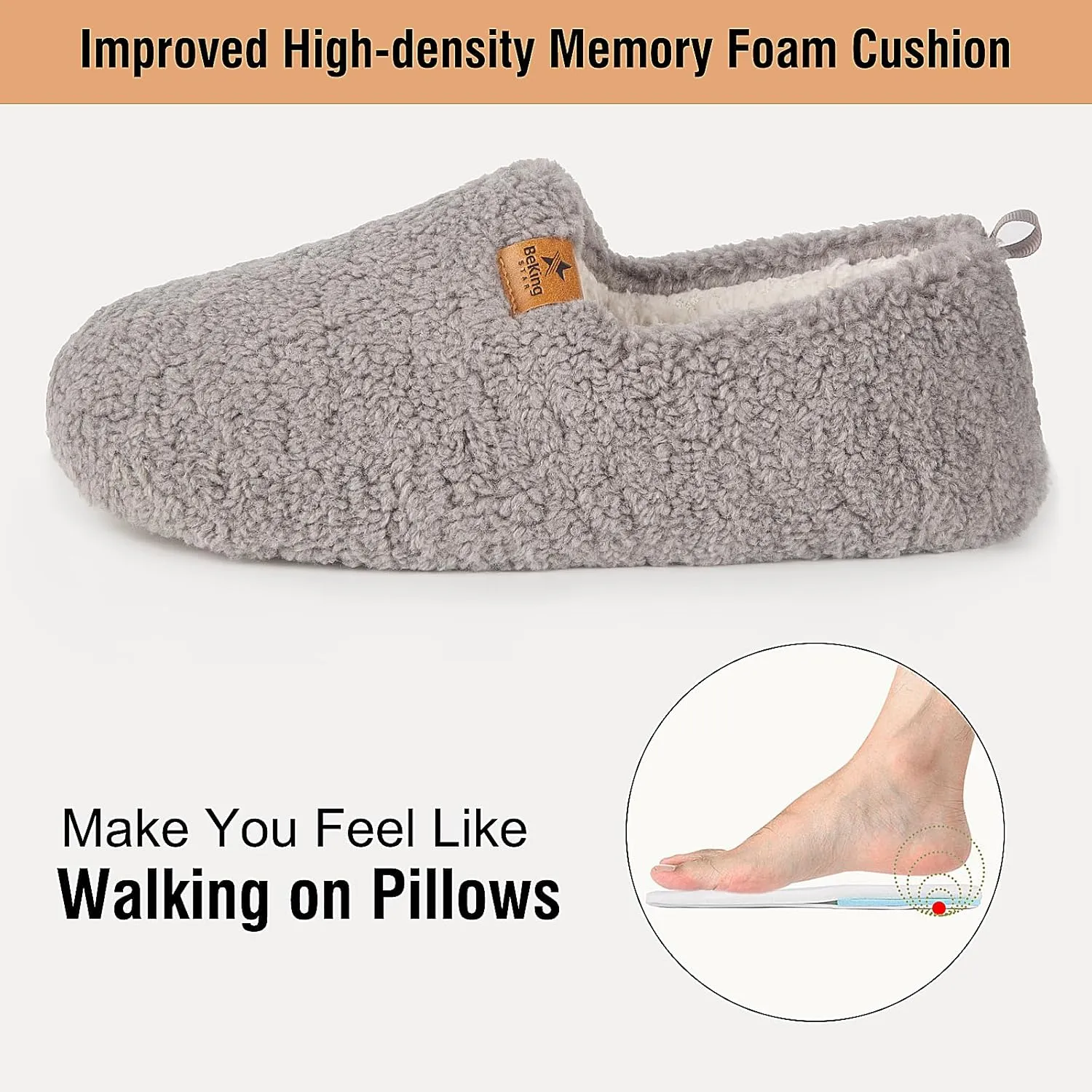 Women Cozy Faux Curly Fur House Memory foam Slippers Ladies Fuzzy Closed Back Indoor Bedroom Shoes