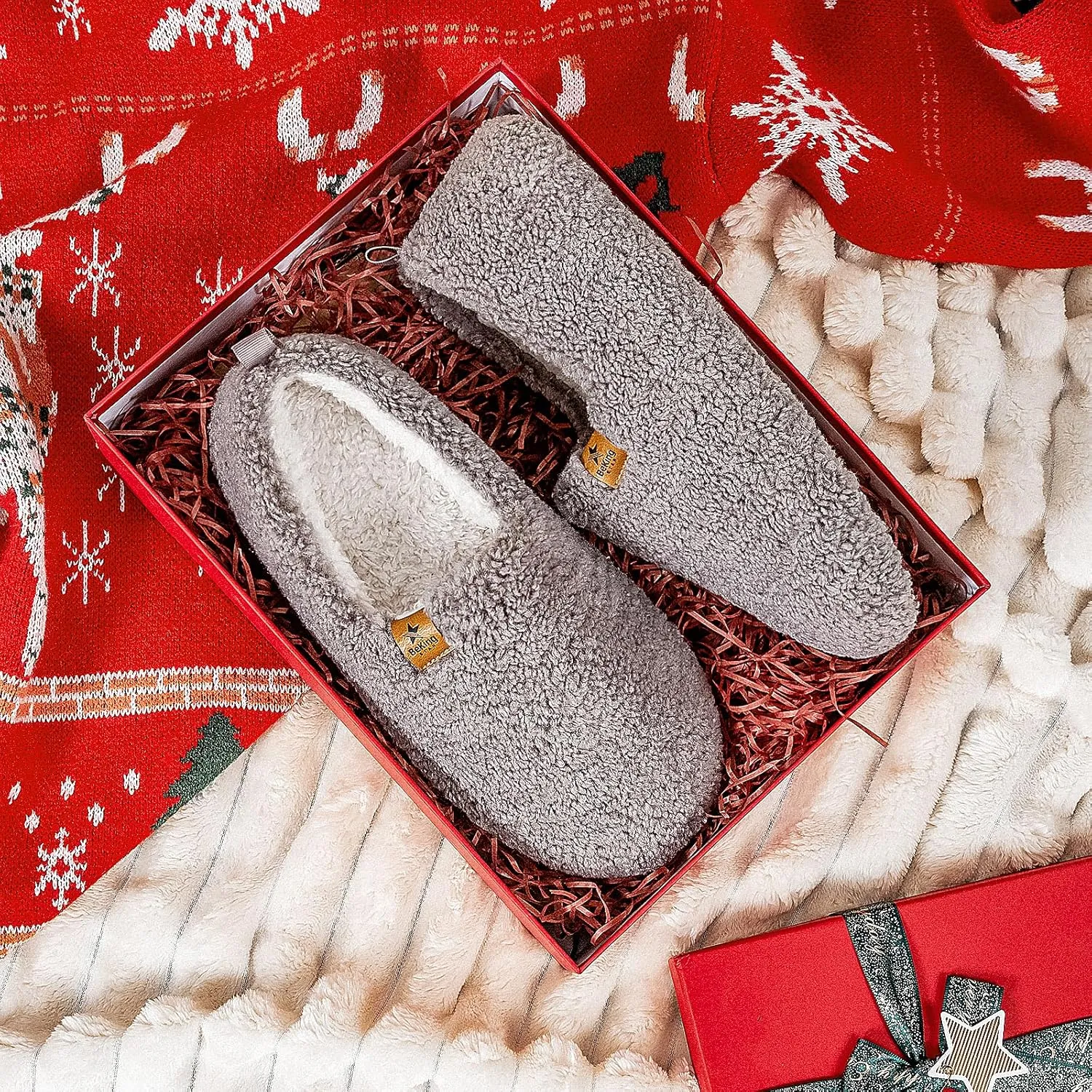 Women Cozy Faux Curly Fur House Memory foam Slippers Ladies Fuzzy Closed Back Indoor Bedroom Shoes