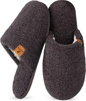 Women Cozy Faux Curly Fur House Memory foam Slippers Ladies Fuzzy Closed Back Indoor Bedroom Shoes